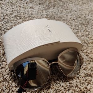 Prada-56mm Square Avitaor Gray Metal Sunglasses